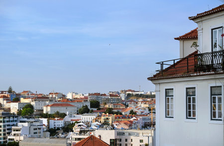 Buildings and roof tops in Lisbon in the afternoon hoursの写真素材