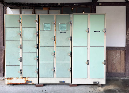 Old coin lockers at a train station in Japan