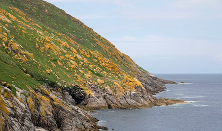 The rugged coast of Illa do Faro (CÃ­es Islands) in Galicia, Spainの写真素材