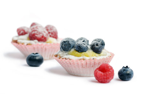 small cakes with berriesの写真素材