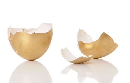 broken golden eggの写真素材