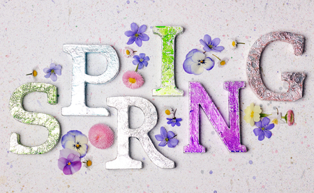 spring floral letteringの写真素材