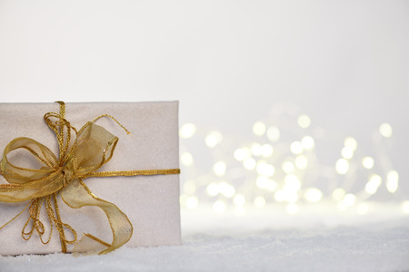 christmas gift on sparkle backgroundの写真素材
