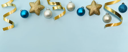 Christmas decoration on light blue background
