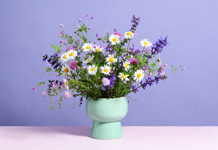 Beautiful summer bouquet of wildlowersの写真素材