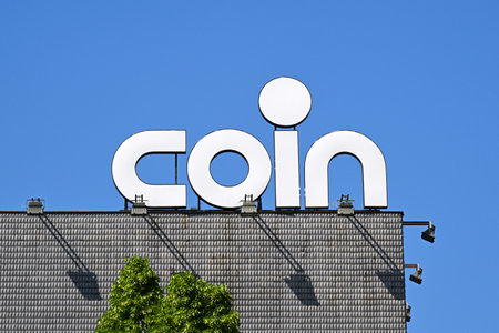 Bergamo, Italy â April 30, 2025: logo of Coin store in Bergamo, italian chain of shops (clothing, home accessories)のeditorial素材