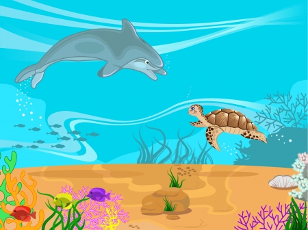 illustration of the seabed and its inhabitants のイラスト素材