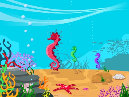 illustration of the seabed and its inhabitants のイラスト素材