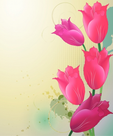 Decorative background with tulipsのイラスト素材