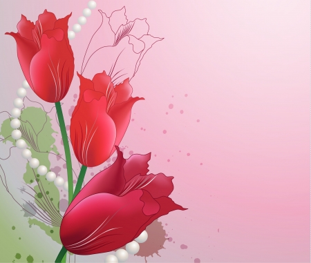Decorative background with tulipsのイラスト素材