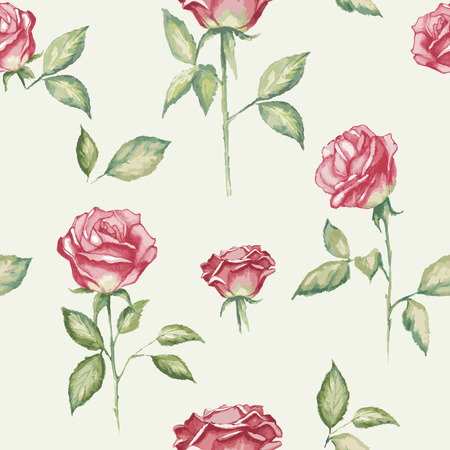 Seamless  flower background with watercolor Roseのイラスト素材