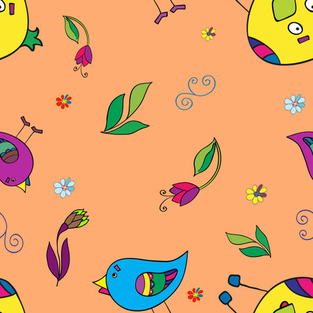 Seamless pattern with birdsのイラスト素材