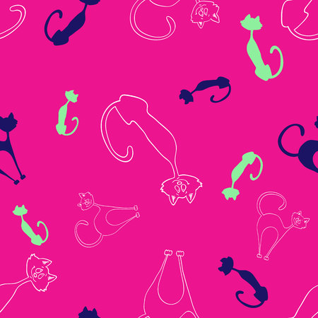 Seamless pattern background with catsのイラスト素材
