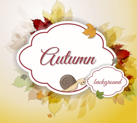 Autumn background with snailのイラスト素材