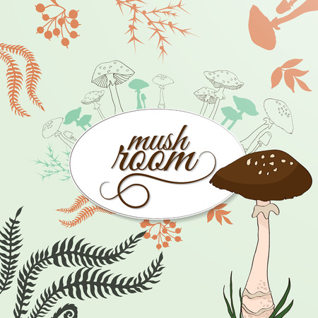 illustration with mushroomのイラスト素材