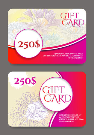 Gift certificate template with floral pattern.Vector illustration.のイラスト素材