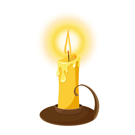 Vector illustration of a burning candle. Isolated on white background.のイラスト素材