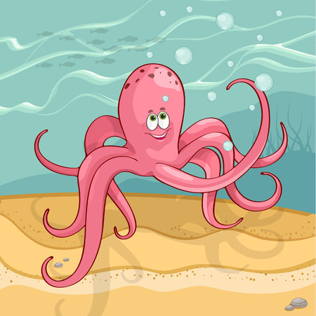 Fun vector illustration of an octopus. EPS10のイラスト素材