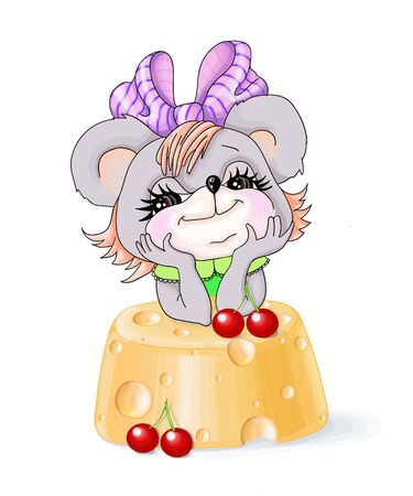 . New year. Vector illustration Vector illustration christmas tree mouseのイラスト素材