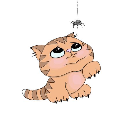 vector illustrations imaje of cartoon ginger tabby kittenのイラスト素材