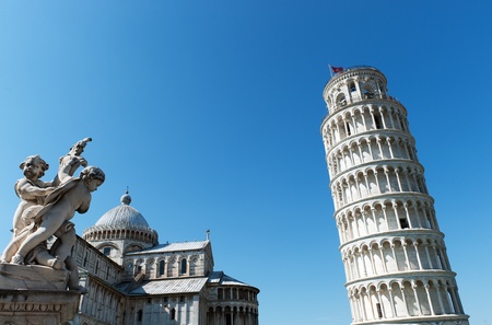 leaning tower of pisa and cathedralの写真素材