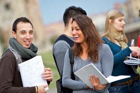 Group of Multiracial College Students, Pisa Italyの写真素材