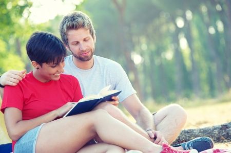 Young Couple Camping,Italyの写真素材