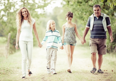 Happy Three Generations Family Outdoor,Italyの写真素材