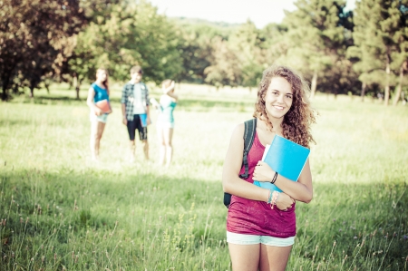 Young Female Student at Park,Italyの写真素材