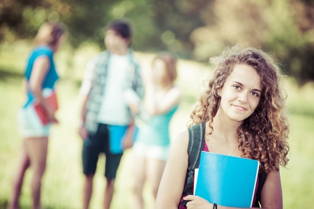 Young Female Student at Park,Italyの写真素材