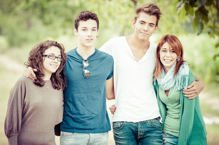 Group of Teenage Friends Outdoor,Italyの写真素材