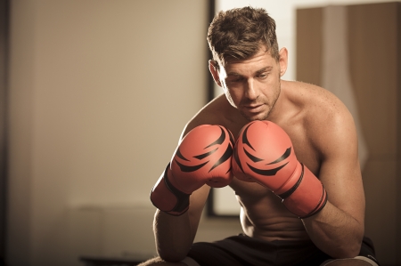 Boxer in the Locker Room,Italyの写真素材