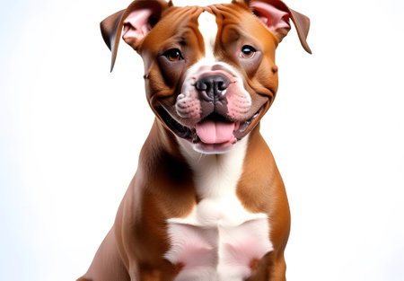 American staffordshire bull terrier dog isolated on a white backgroundの素材
