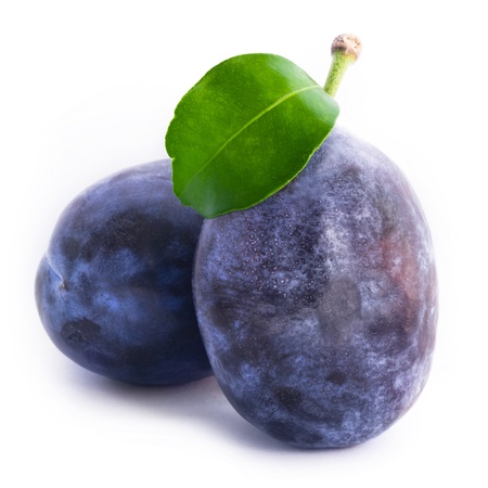 Plums with leafの写真素材