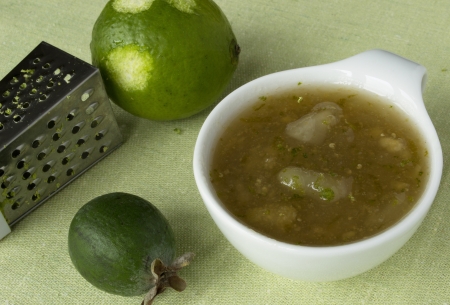 Homemade jam from feijoa and pears with lime の写真素材