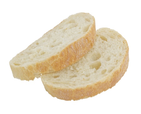 Two slices of chiabatta bread, isolatd on white background の写真素材