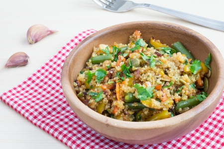 Vegetarian stir-fry with vegetables and quinoaの写真素材