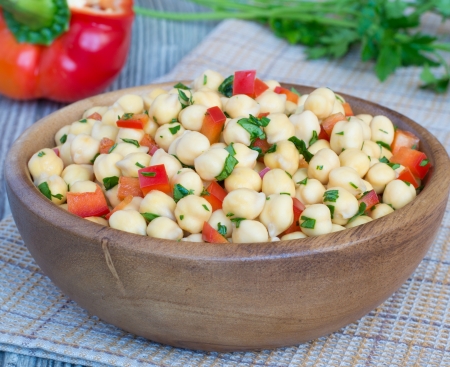 Salad fron chickpea and bell pepper の写真素材