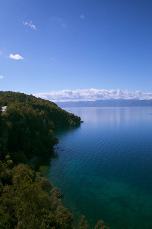 sunny autumn day on the shore of Lake Ohrid.の写真素材