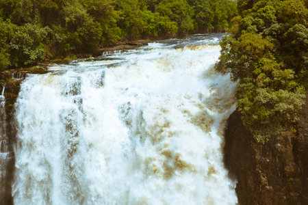 The drop of water on the Victoria Falls on the African river Zambezi . Zimbabweの写真素材