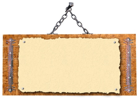 Old signboard  Isolated on white, with clipping path の写真素材