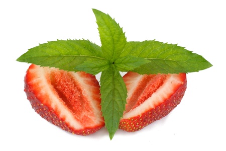 Fresh strawberries and mintの写真素材