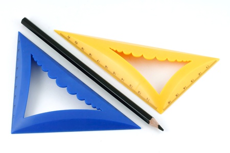 Black pencil and colored trianglesの写真素材