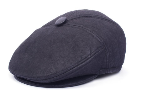 Black men s leather cap isolated on white background