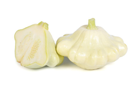 patty pan squash isolated on white backgroundの写真素材