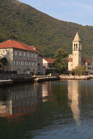 Morning in the fishing village Stoliv in the Bay of Kotor in Montenegro.