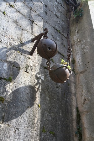 Device for lifting bridge in the medieval fortressの写真素材