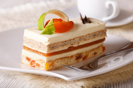 Slice of apricot cake on a plate. horizontalの写真素材
