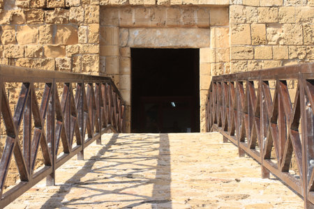 Entrance to the castle, close-up horizontal. Cyprus Paphosのeditorial素材