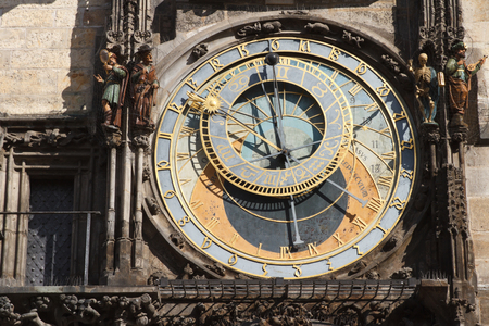 Astronomical clock on Town hall, Prague, Czech Republicの写真素材